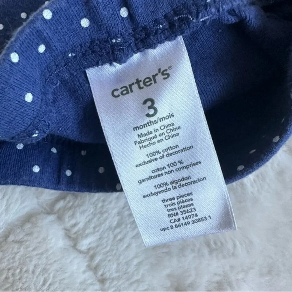 Carter's | Pink and Navy 3-Piece Cardigan, Onesie & Pants Set | Size 3 Months